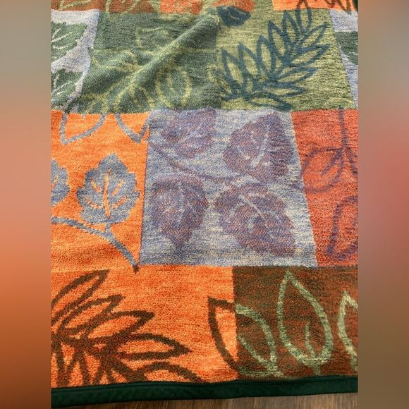 Rare 1990 Biederlack Cotton blend Reversible Blanket VTG Floral Leaves pattern - Picture 10 of 14
